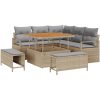 8-delad trädgårdsoff set med kuddar beige poly rotting akacia vidaXL Medium – miniatyr 2