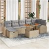 8-delad trädgårdsoff set med kuddar beige poly rotting vidaXL 55 x 55 x 37 cm – miniatyr 1