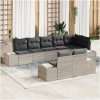 8-delad trädgårdsoff set med kuddar, ljusgrå, poly rattan vidaXL 319 x 154 x 85 cm – miniatyr 1