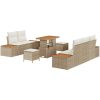 8-delad Trädgårdsoffa med Dynor Gräddvit Poly Rattan Akacia vidaXL Medium – miniatyr 2