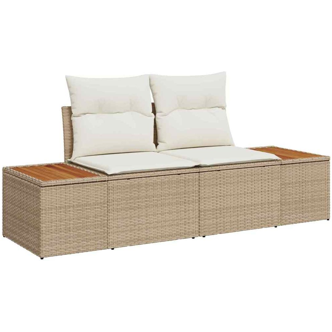 8-delad Trädgårdsoffa med Dynor Gräddvit Poly Rattan Akacia vidaXL Medium – bild 4