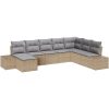 8-delad trädgårdsoffa med kuddar - Beige konstrotting vidaXL 319 x 209 x 85 cm – miniatyr 2