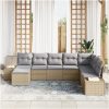 8-delad trädgårdsoffa med kuddar - Beige konstrotting vidaXL 319 x 209 x 85 cm – miniatyr 3
