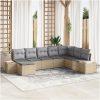 8-delad trädgårdsoffa med kuddar - Beige konstrotting vidaXL 319 x 209 x 85 cm – miniatyr 1