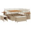 8-delad Trädgårdsoffa med Kuddar Beige Poly Rattan Akacia vidaXL Medium – miniatyr 2