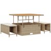 8-delad Trädgårdsoffa med Kuddar Beige Poly Rattan Akacia vidaXL Medium – miniatyr 4