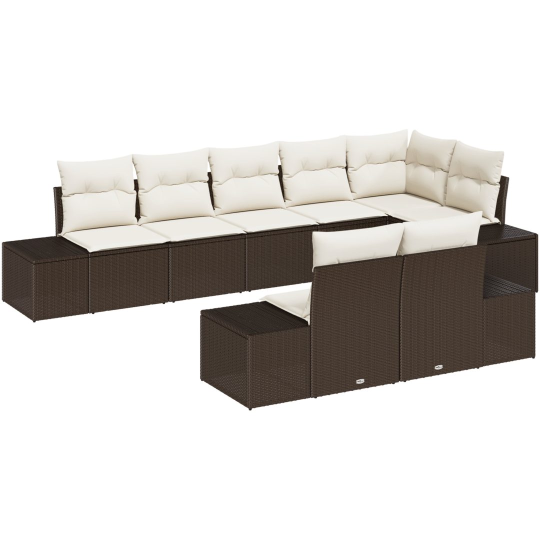 8-delad trädgårdsoffa med kuddar brun poly rattan vidaXL 184 x 62 x 85 cm – bild 2