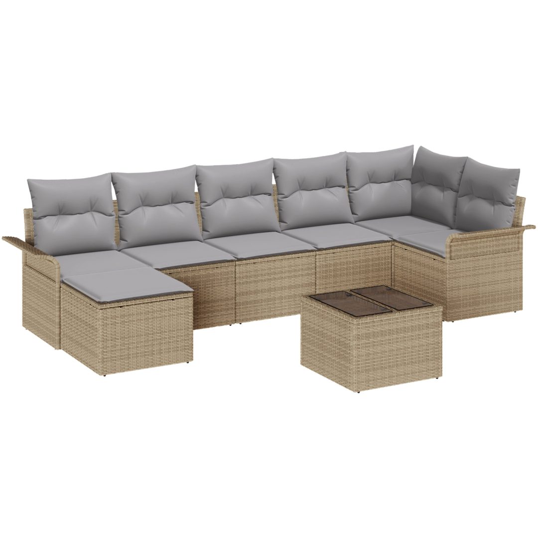 8-delad trädgårdsoffa med kuddar svart poly rotting vidaXL 55 x 55 x 37 cm – bild 2