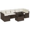 8 Delad Trädgårdsoffa Set med Kuddar Brun Poly Rattan vidaXL Stor – miniatyr 2