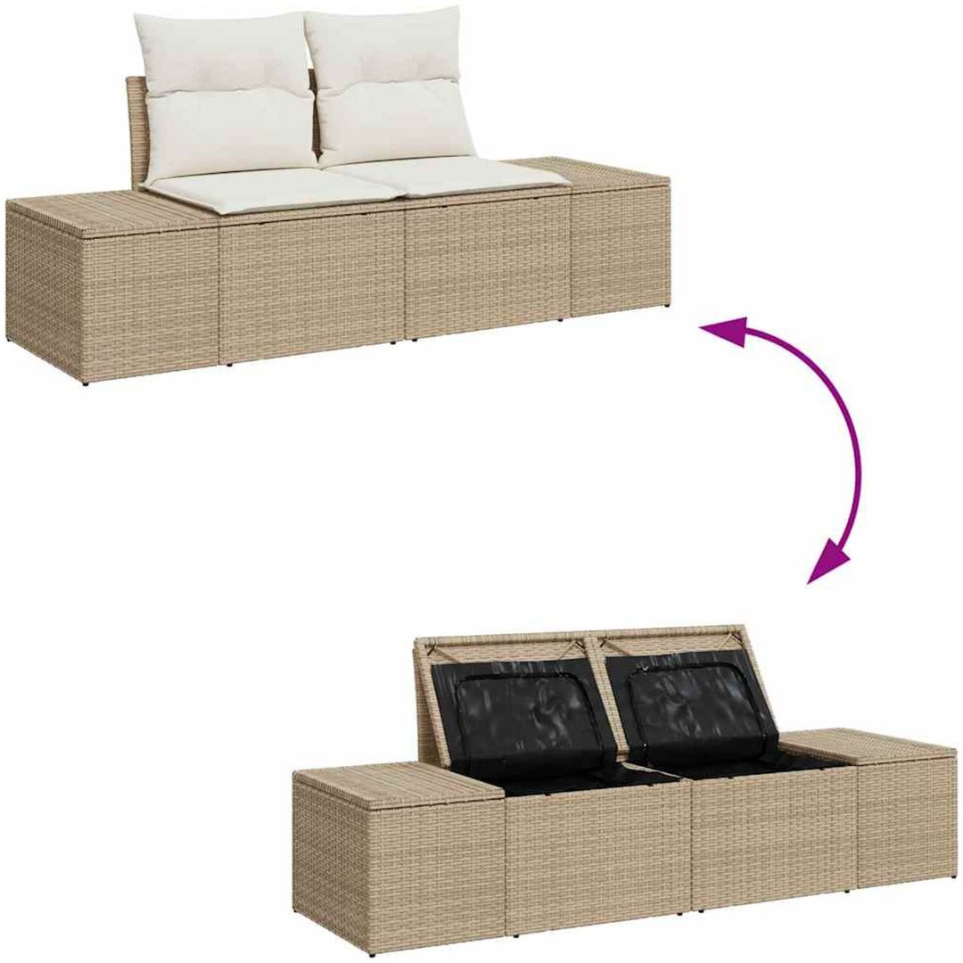 8-delad trädgårdsoffa-set med kuddar gräddvit poly rattan akacia vidaXL Stor – bild 8