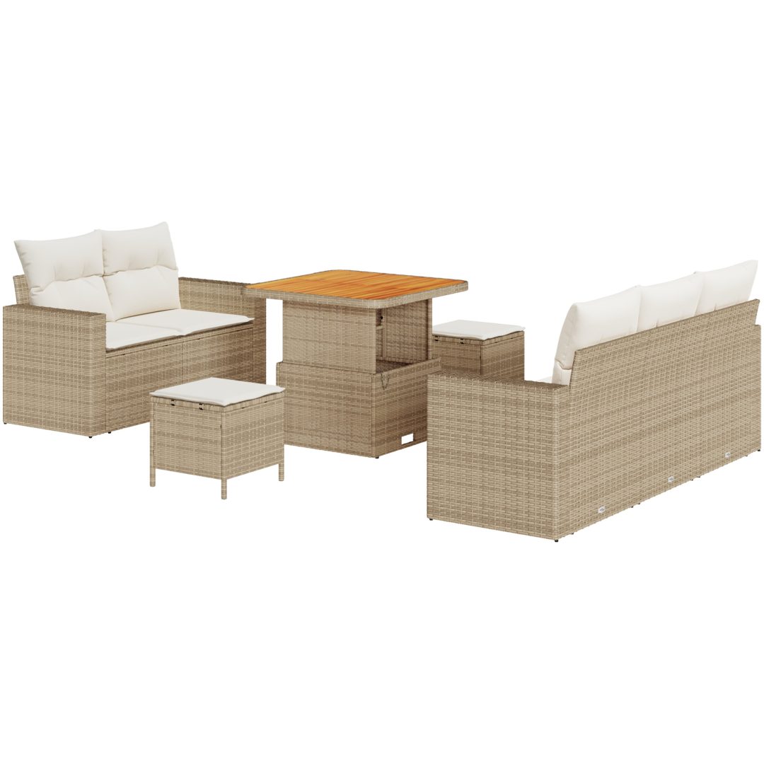 8-delad trädgårdsoffagrupp med dynor beige poly-rotting akacia vidaXL Medium – bild 2