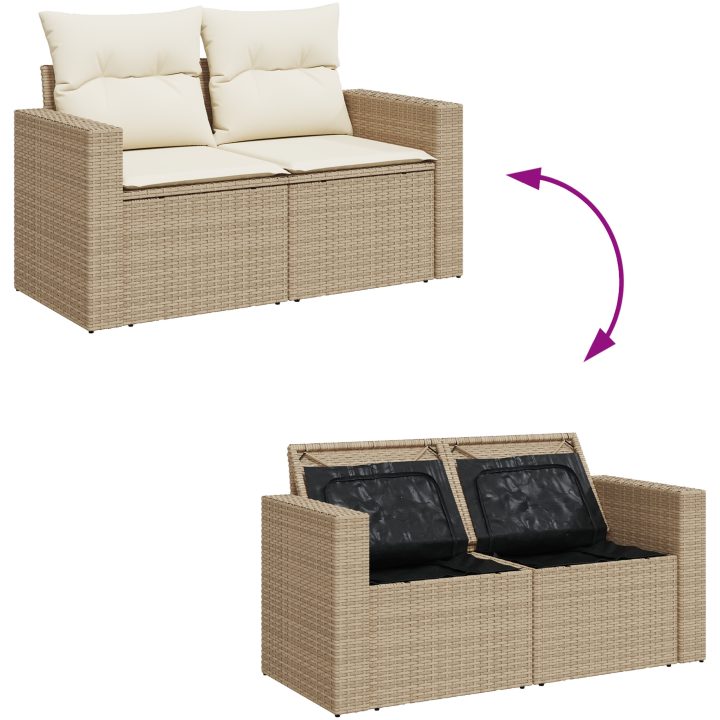 8-delad trädgårdsoffagrupp med dynor beige poly-rotting akacia vidaXL Medium – bild 9