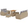 8-delad trädgårdsoffagrupp med kuddar beige poly rattan akacia vidaXL Stor – miniatyr 2