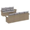 8-delad trädgårdsoffagrupp med kuddar Beige Poly Rattan vidaXL Stor – miniatyr 2