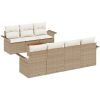 8-delad trädgårdsoffagrupp med kuddar Beige Polyrotting Akacia vidaXL 55 x 55 x 37 cm – miniatyr 2
