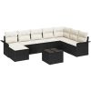 8-delad trädgårdsoffagrupp med kuddar Brun Poly Rattan vidaXL 55 x 55 x 37 cm – miniatyr 2