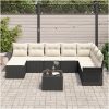 8-delad trädgårdsoffagrupp med kuddar Brun Poly Rattan vidaXL 55 x 55 x 37 cm – miniatyr 3