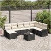 8-delad trädgårdsoffagrupp med kuddar Brun Poly Rattan vidaXL 55 x 55 x 37 cm – miniatyr 1