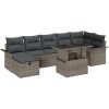 8 Delad Trädgårdsoffagrupp med Kuddar Grå Poly Rattan vidaXL Stor – miniatyr 2