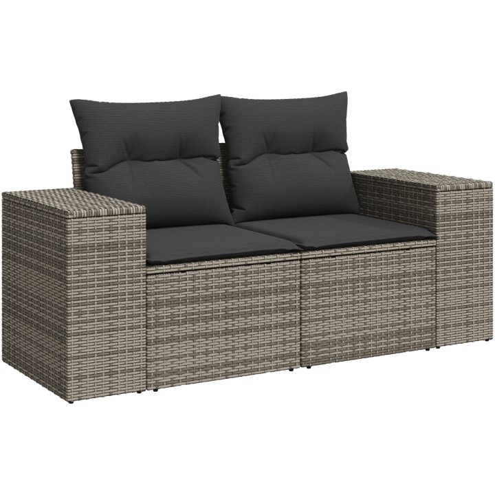 8-delad trädgårdsoffagrupp med kuddar grå poly rotting akacia vidaXL Stor – bild 6