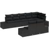 8-delad Trädgårdsoffagrupp med kuddar Svart Poly Rattan vidaXL 184 x 62 x 85 cm – miniatyr 2