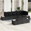 8-delad Trädgårdsoffagrupp med kuddar Svart Poly Rattan vidaXL 184 x 62 x 85 cm – miniatyr 1