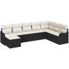 8-delad trädgårdsoffagrupp med kuddar svart polyrotting vidaXL Stor – miniatyr 2