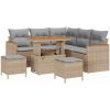 8-delad Trädgårdsoffagruppe med Kuddar Beige Poly Rattan Akacia vidaXL Stor – miniatyr 2
