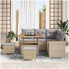 8-delad Trädgårdsoffagruppe med Kuddar Beige Poly Rattan Akacia vidaXL Stor – miniatyr 3