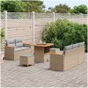 8-delad trädgårdsoffasats med kuddar beige poly rattan akacia vidaXL Medium – miniatyr 3