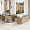 8-delad trädgårdsoffasats med kuddar beige poly rattan akacia vidaXL Medium – miniatyr 1