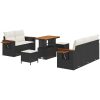 8-delad trädgårdsoffasats med kuddar Svart Poly Rattan Akacia vidaXL Medium – miniatyr 2