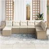 8-delad trädgårdsoffaset med kuddar Beige Poly Rattan vidaXL 297.5 x 187.5 x 85 cm – miniatyr 3