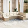 8-delad trädgårdsoffaset med kuddar Beige Poly Rattan vidaXL 297.5 x 187.5 x 85 cm – miniatyr 1