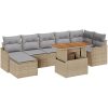 8-delad trädgårdsoffaset med kuddar beige poly rotting akacia vidaXL Stor – miniatyr 2