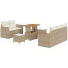 8-delad trädgårdsoffaset med kuddar beige vidaXL 4 - Delat set – miniatyr 2