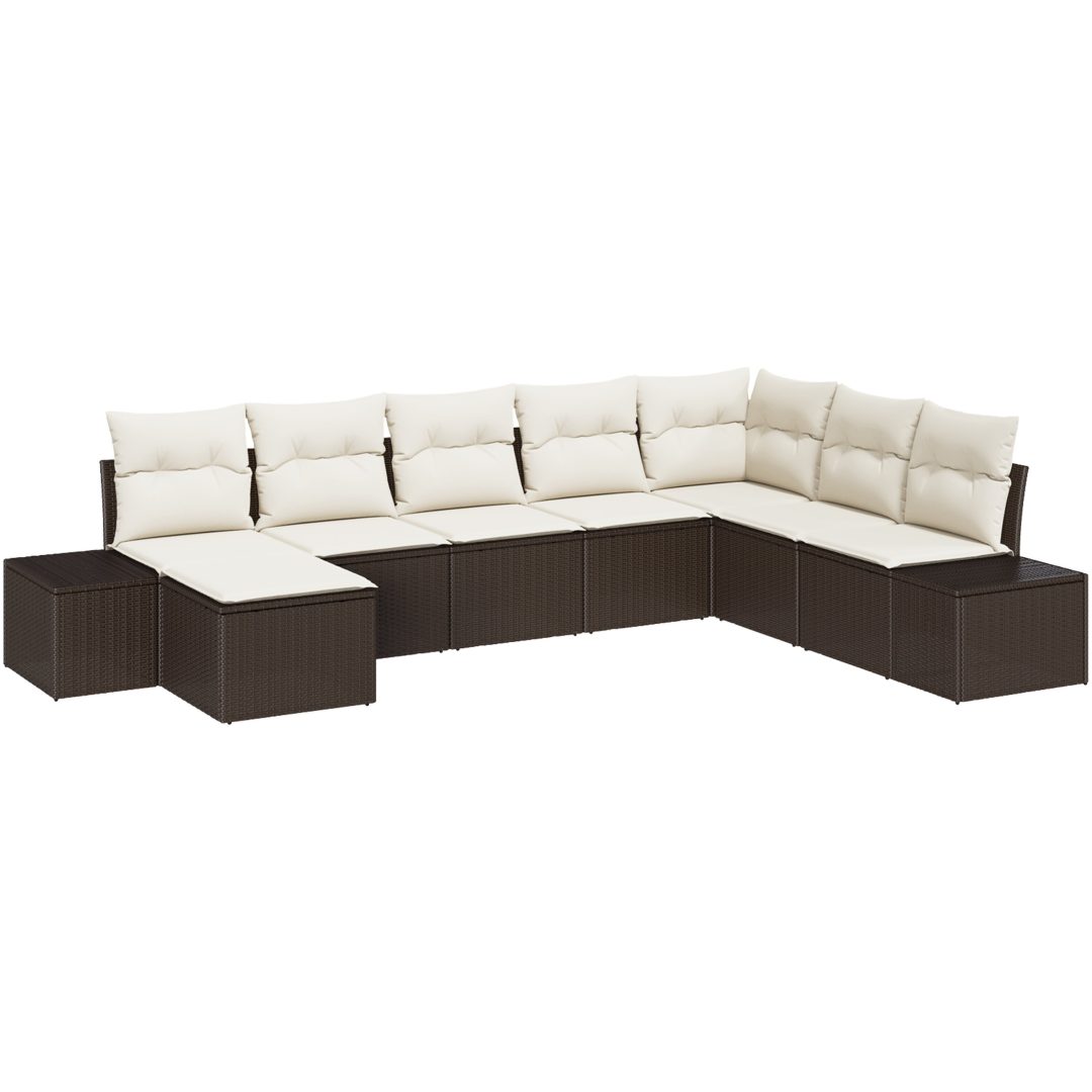 8-delad Trädgårdsoffaset med kuddar Brun Poly Rattan vidaXL 319 x 209 x 85 cm – bild 2