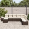8-delad Trädgårdsoffaset med kuddar Brun Poly Rattan vidaXL 319 x 209 x 85 cm – miniatyr 3
