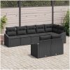 8-delad trädgårdsoffaset med kuddar svart polyrotting vidaXL 288.5 x 123.5 x 85 cm – miniatyr 3