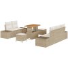 8-delad trädgårdsoffasett med kuddar beige poly rattan akacia vidaXL Stor – miniatyr 2