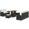 8-delad trädgårdsoffasett med kuddar svart Poly Rattan Akacia vidaXL 4 - Sits – miniatyr 2