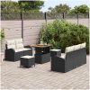 8-delad trädgårdsoffasett med kuddar svart Poly Rattan Akacia vidaXL 4 - Sits – miniatyr 3