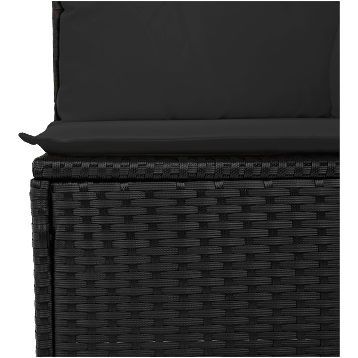 8-delad trädgårdsoffasett med kuddar svart poly rotting vidaXL Stor – bild 10