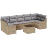 8-delad trädgårdsoffgrupp med kuddar beige poly rotting vidaXL 55 x 55 x 37 cm – miniatyr 2