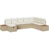 8-delad trädgårdsoffgrupp med kuddar i beige poly rattan vidaXL 319 x 209 x 85 cm – miniatyr 2