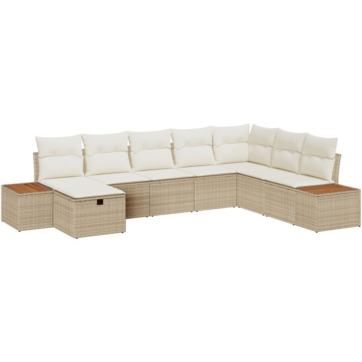 8-delad trädgårdsoffgrupp med kuddar i beige poly rattan vidaXL 319 x 209 x 85 cm – bild 2