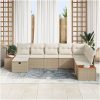 8-delad trädgårdsoffgrupp med kuddar i beige poly rattan vidaXL 319 x 209 x 85 cm – miniatyr 3