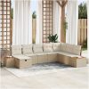 8-delad trädgårdsoffgrupp med kuddar i beige poly rattan vidaXL 319 x 209 x 85 cm – miniatyr 1