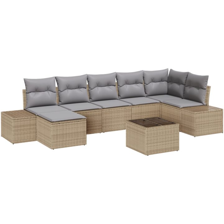 8-delad trädgårdsoffgrupp med kuddar i svart poly-rattan vidaXL 55 x 55 x 37 cm – bild 2