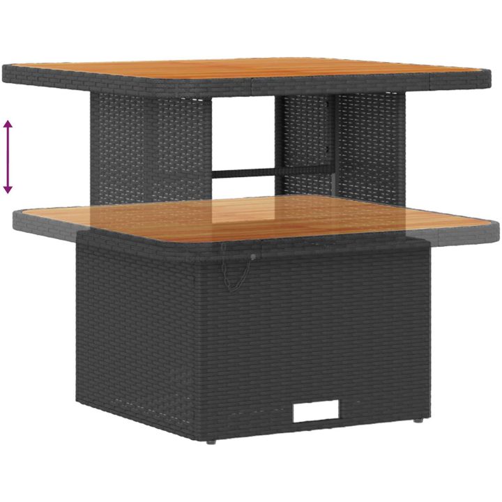 8-Delad Trädgårdsoffgrupp med Kuddar Svart Poly Rattan Akaciaträ vidaXL Stor – bild 5